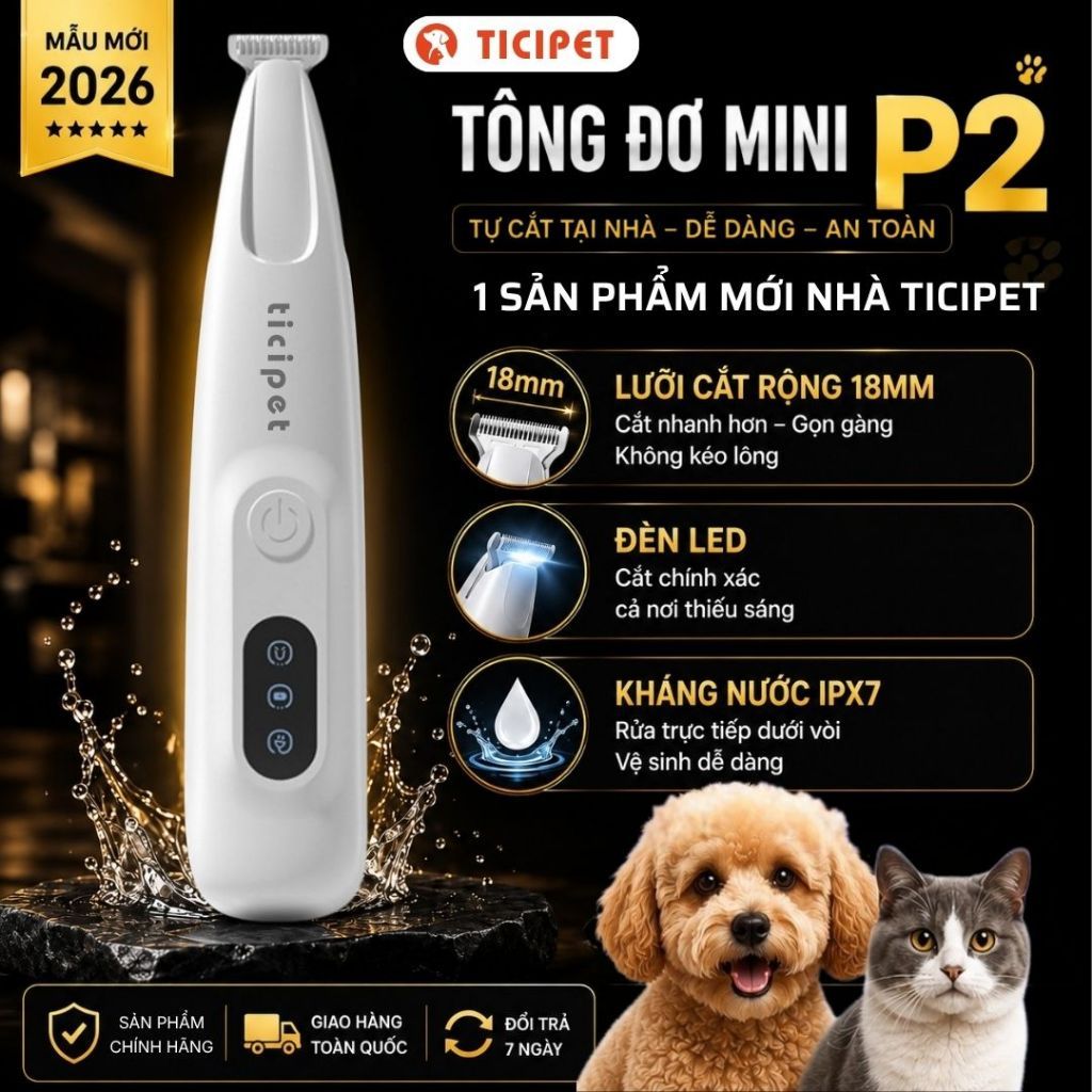 Tông Đơ Mini Cắt Lông Bàn Chân, Tỉa Lông Mắt, Lông Đuôi Cho Chó Mèo, Tông Đơ Cắt Tỉa Lông Chó Mèo Mẫu Mới 2026 TICIPET