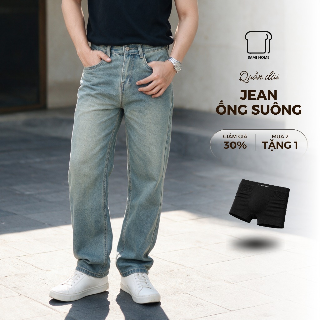 Quần jean nam MAGIC BAMI HOME, quần baggy jean ống suông, tôn dáng, dễ phối đồ QJ07