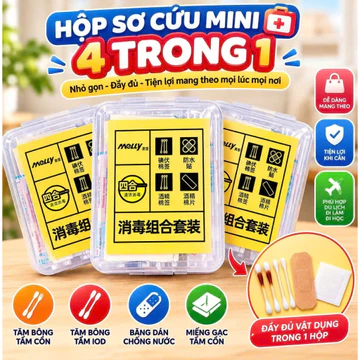 Hộp Sơ Cứu Mini 4 Trong 1 - Bộ Sơ Cứu Cá Nhân Mang Theo Hàng Ngày Du Lịch Dã Ngoại