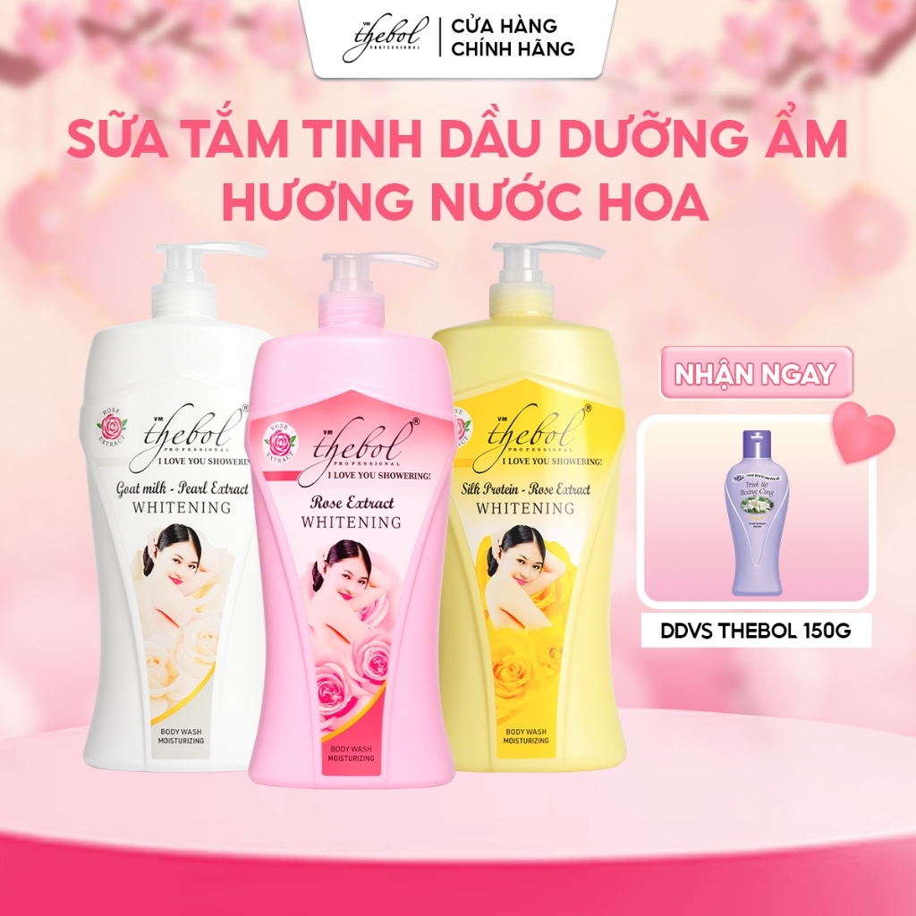 Sữa Tắm Nước Hoa Thebol tinh dầu hoa hồng lưu hương thơm lâu an toàn dịu nhẹ cho da nhạy cảm