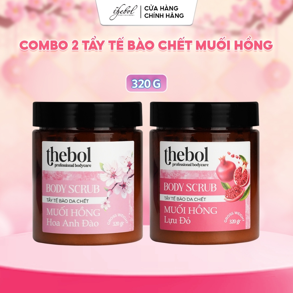 COMBO 2 HŨ Tẩy Tế Bào Chết Body Thebol Muối Hồng Giúp Làm Sạch Nhẹ Nhàng, Dưỡng Da Tự Nhiên 320g