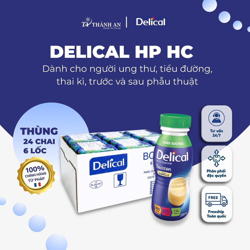 1 Thùng Delical 20g Protein Dành Cho Người Ung Thư, Tiểu Đường, Thai Kì, Phẫu Thuật. DT 200ml