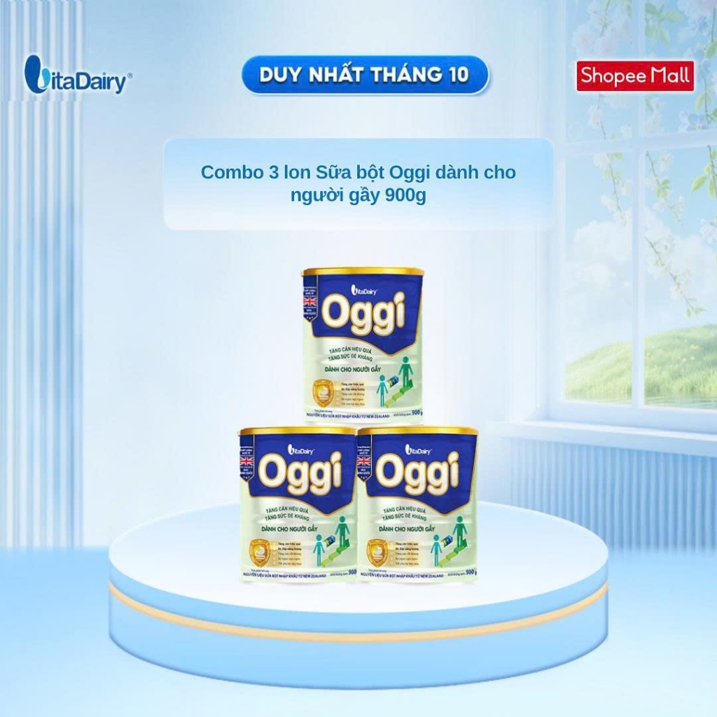 [COMBO 3 LON] Sữa bột Oggi dành cho người gầy - Bổ sung năng lượng, hỗ trợ tăng cân khoẻ - Lon 900g