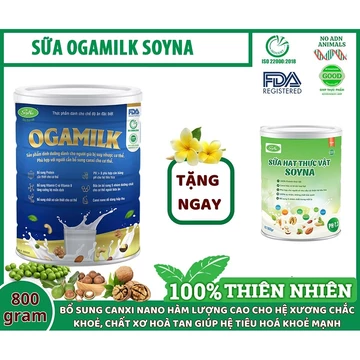 Sữa hạt OGAMILK SOYNA 800g, sữa thực vật chính hãng của Soyna tặng kèm 1 hộp Sữa hạt 300g