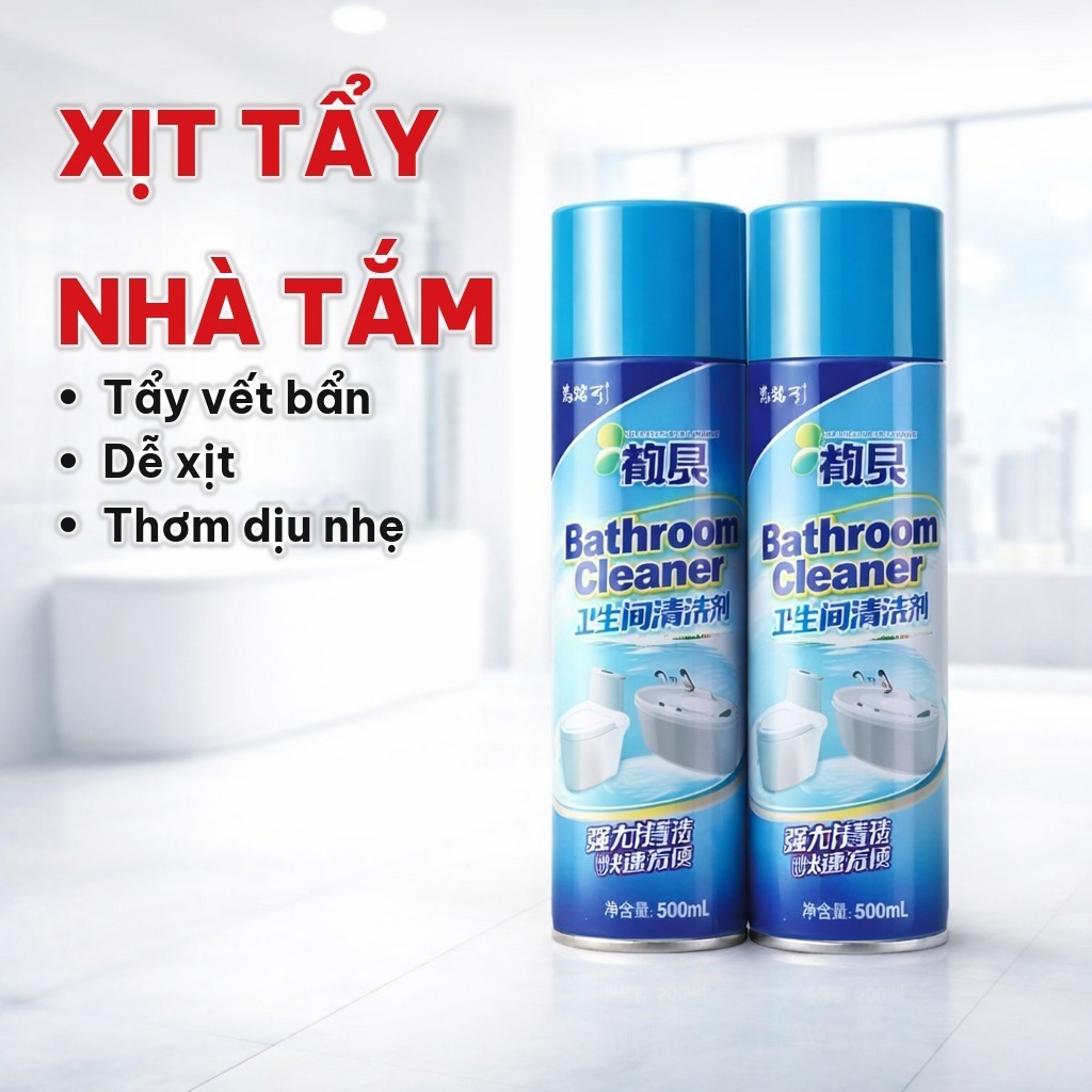 Chai Xịt Vệ Sinh Nhà Tắm 500ml, Chai Xịt Bọt Tuyết Làm Sạch Vết Bẩn, Khử Mùi Cho Bồn Tắm Và Bồn Rửa Mặt