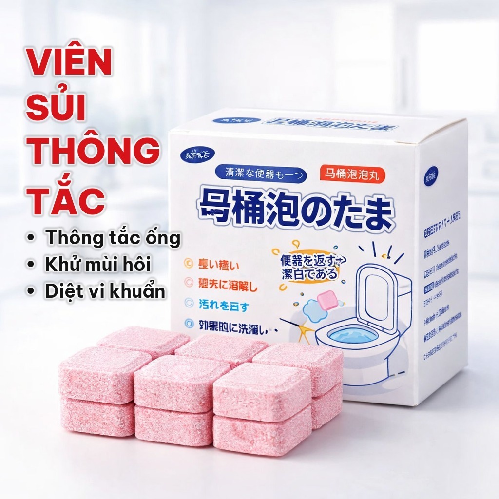 Viên Tẩy Bồn Cầu Làm Sạch Cặn Bẩn, Viên Sủi Vệ Sinh Bồn Cầu Khử Mùi, Diệt Khuẩn Và Làm Sáng Bóng Cho Toilet