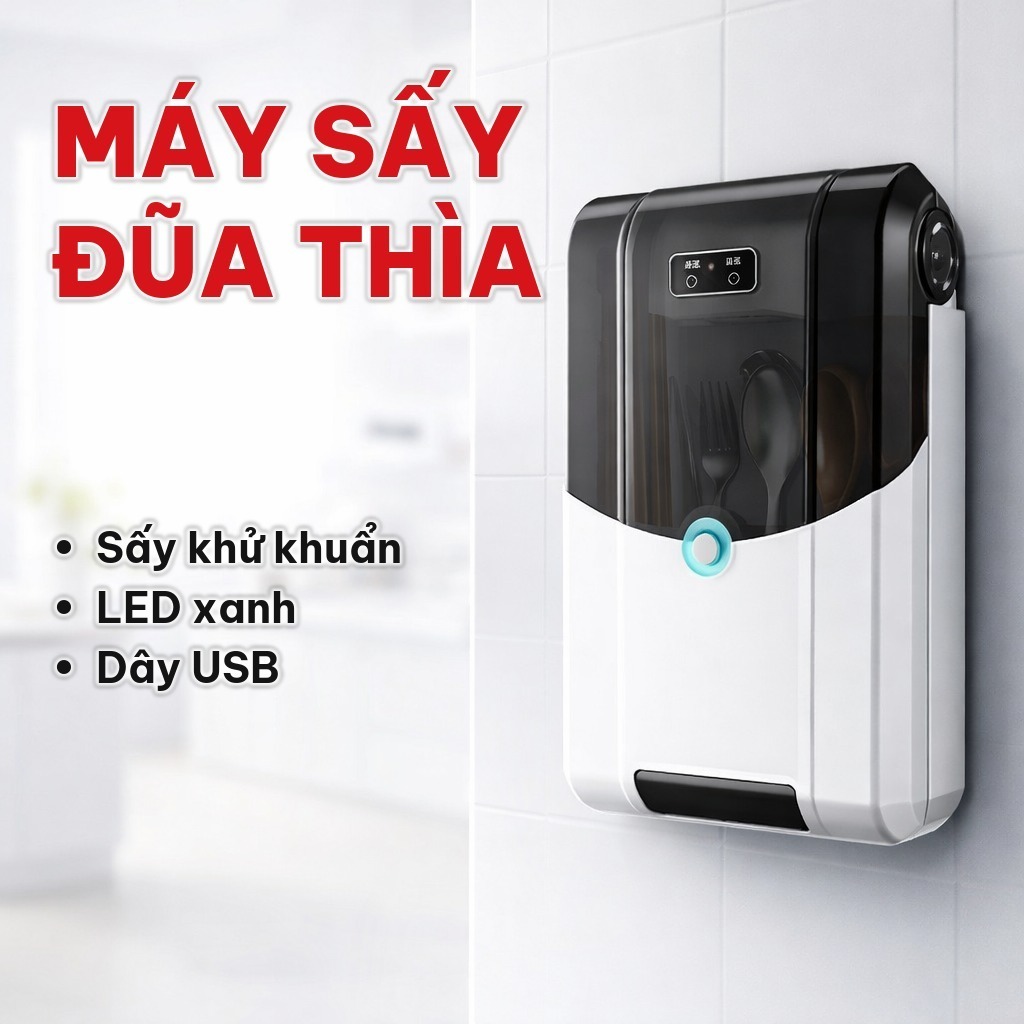 Máy Sấy Khử Khuẩn Đũa Treo Tường, Hộp Sấy Đũa Thìa Bằng Nhựa PP + PC, Làm Khô Đồ Dùng Phòng Bếp Cho Gia Đình