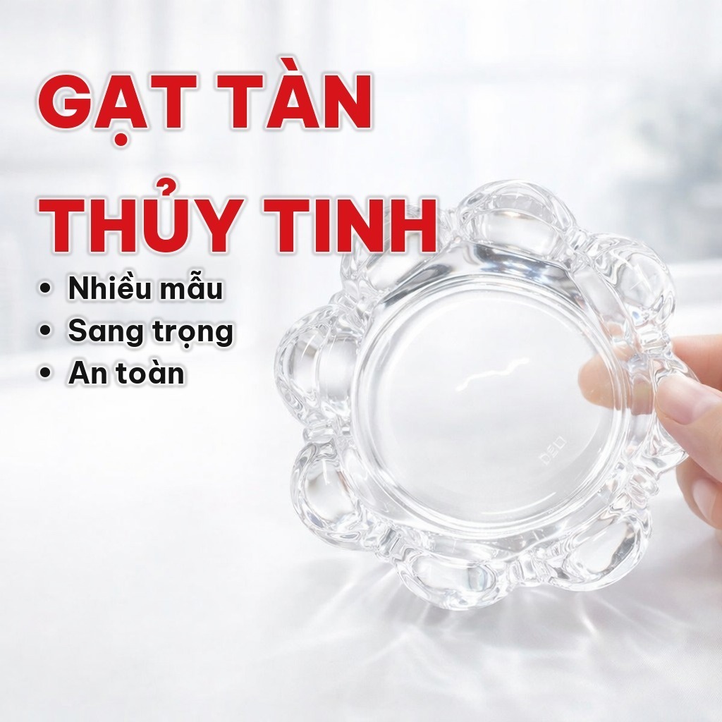 Gạt Tàn Thủy Tinh Tròn Trắng Nhiều Mẫu, Gạt Thuốc Lá Tiện Lợi Dùng Cho Gia Đình, Nhà Hàng, Trang Trí