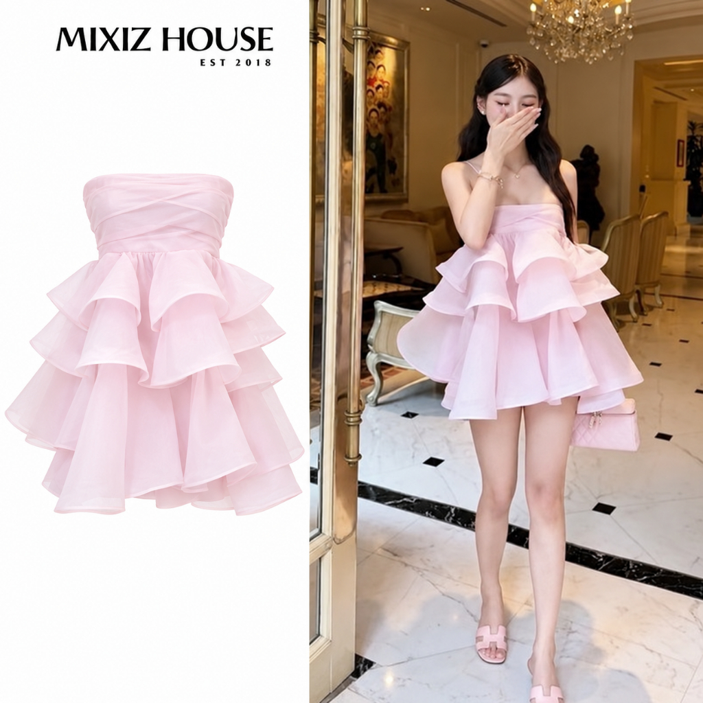 Váy Hai Dây Tơ Cao Cấp Đính Nơ Mixiz House D50 - Váy Xòe Nữ Kiêu Kỳ, Tôn Dáng, Che Bụng