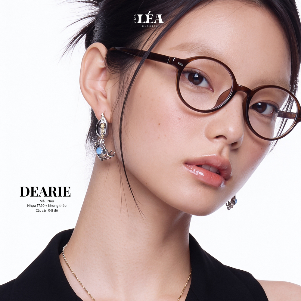 Kính mắt Oval Chuyên Lắp Cận LÉAGLASSES - DEARIE chất liệu Nhựa TR90 Khung Thép cao cấp