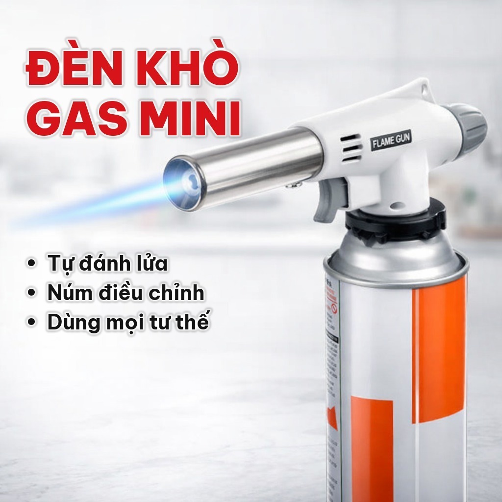 Đầu Khò Mini Flamegun Nhỏ Gọn, Có Núm Điều Chỉnh Tiện Lợi - Đèn Khò Gas Đánh Lửa Tự Động Cầm Tay Cho Bếp Nướng
