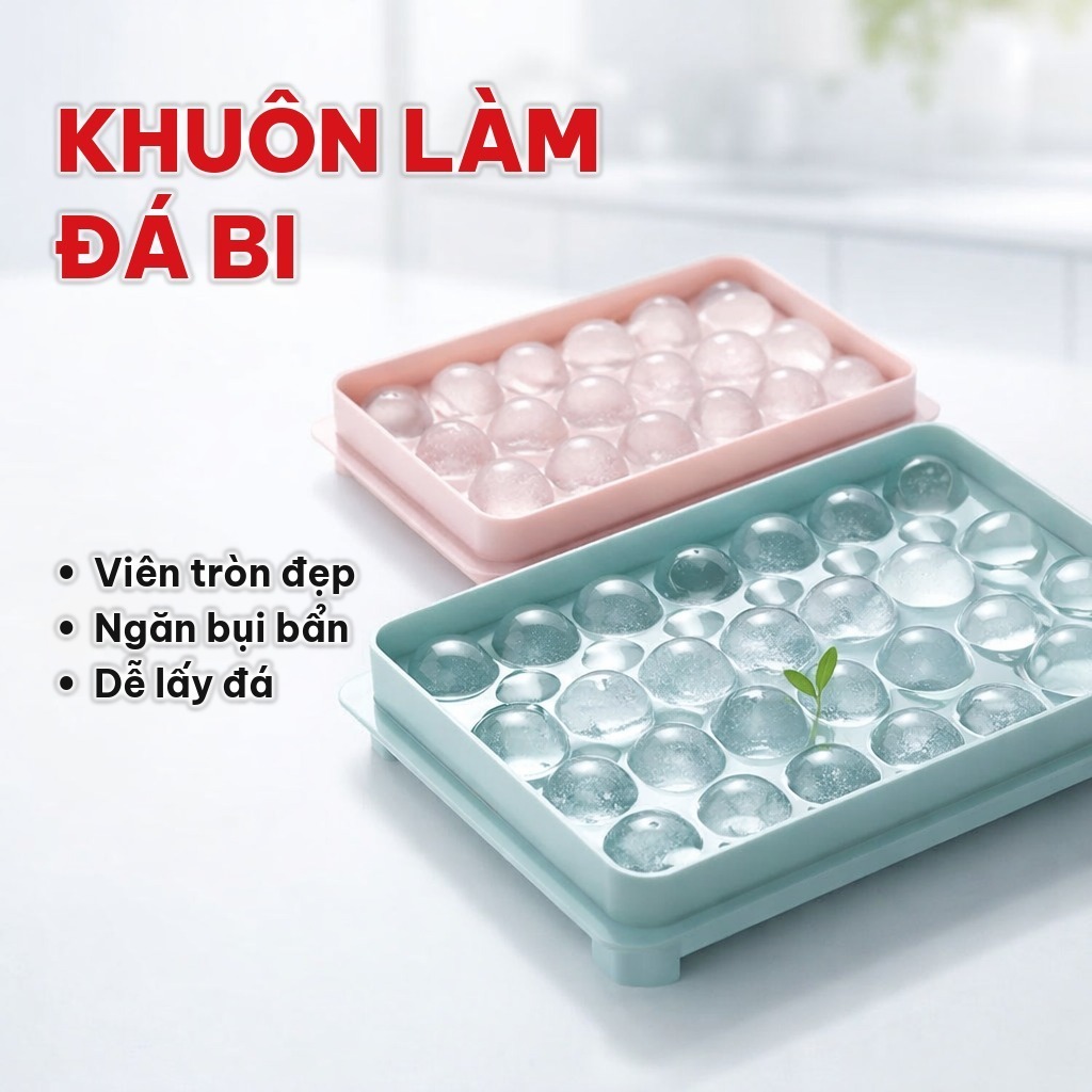 Khay Làm Đá Bi Tròn 33 Ô Bằng Nhựa PP, Khuôn Làm Đá Tròn Tiện Dụng Cho Kem Thạch Và Tủ Lạnh, Dễ Sử Dụng