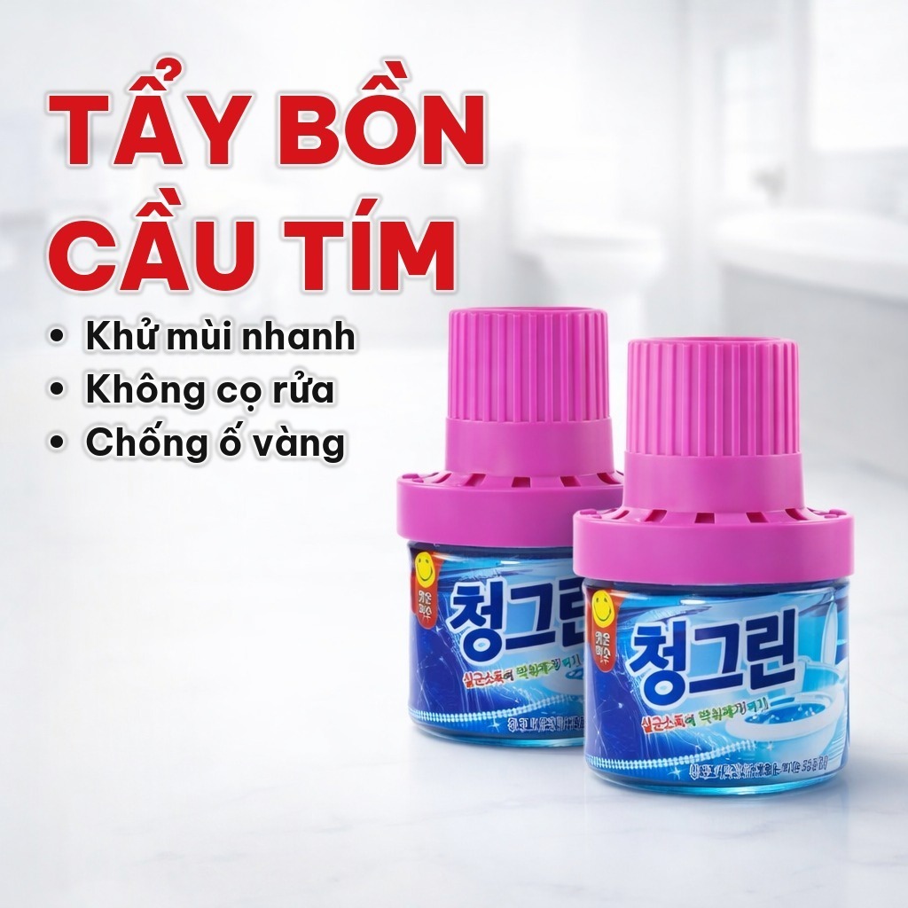 Cốc Tẩy Vệ Sinh Bồn Cầu Hàn Quốc 380g, Chai Tẩy Bồn Cầu Tím Khử Mùi, Chống Ố Vàng Và Hạn Chế Vi Khuẩn