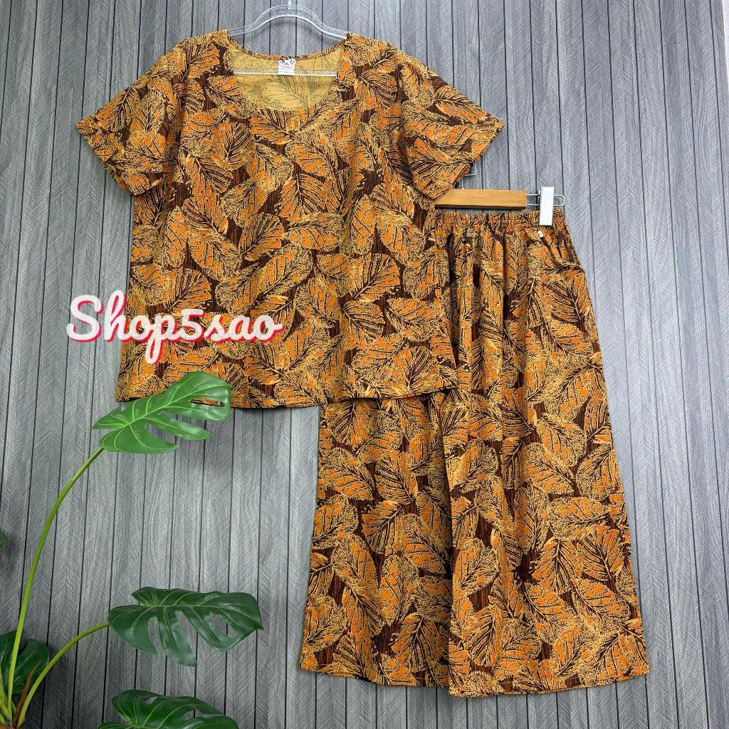 Đồ bộ tole trung niên, bộ lanh mặc nhà quần lửng ống rộng SHOP5SAO [CÓ BIGSIZE] (52-80kg)