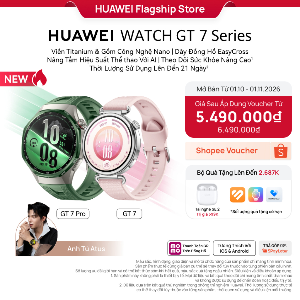 Đồng Hồ Thông Minh HUAWEI WATCH GT7 Series|Chăm Sóc Sức Khỏe Chuyên Sâu|Đạp Xe Nâng Cao|Pin Đến 21 Ngày