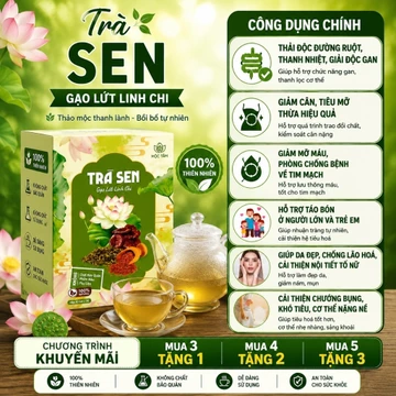 [Mua 5 Tặng 3] Trà Sen Gạo Lứt Linh Chi Mộc Tâm (Hộp 30 Gói) - Trà Thảo Mộc Túi Lọc Thiên Nhiên Thanh Mát Dễ Uống
