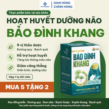 (Chính Hãng) Viên Bảo Đình Khang Hỗ Trợ Hoạt Huyết Dưỡng Não, Lưu Thông Máu Não, Giảm Biểu Hiện Thiểu Năng Tuần Hoàn Não