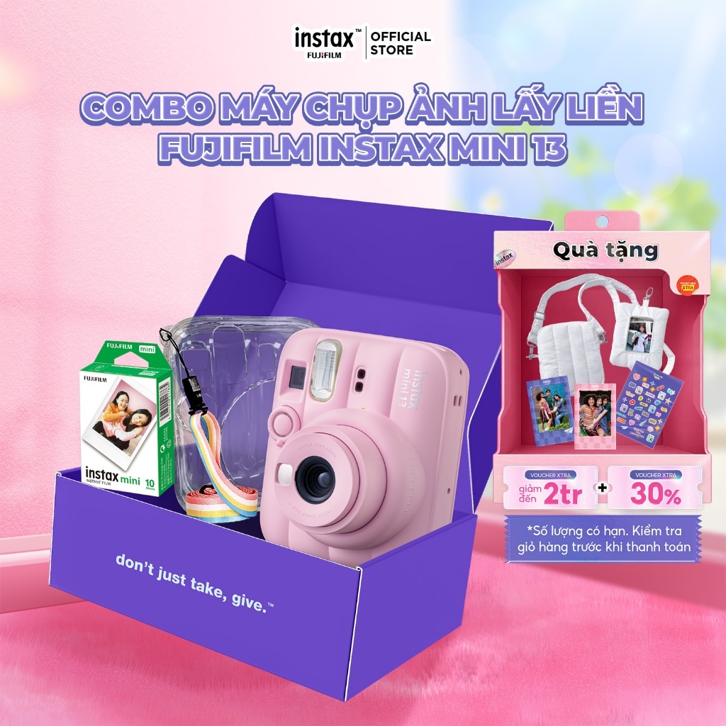 Combo instax Mini 13 -  Máy Ảnh Chụp Lấy Liền Fujifilm instax Mini 13 - Bảo Hành 1 Năm