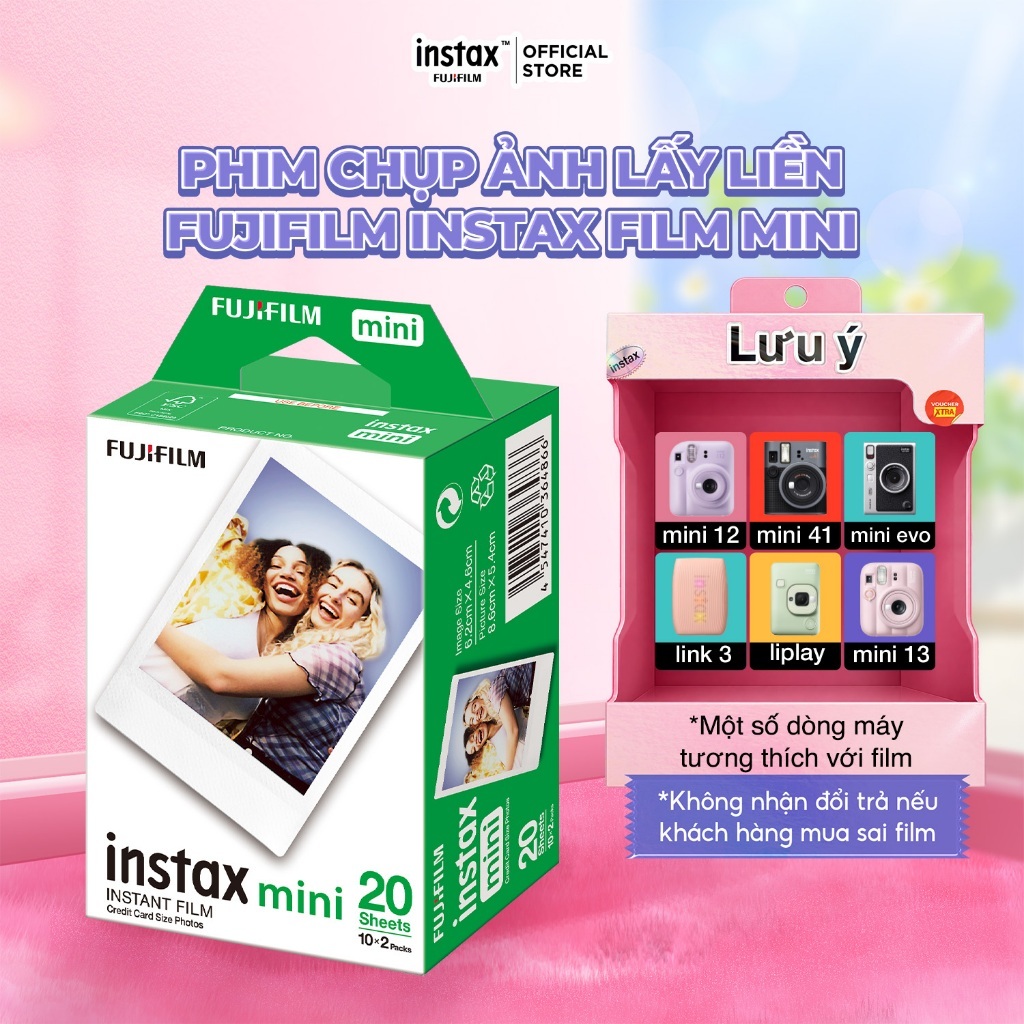 Phim Chụp Ảnh Lấy Liền Fujifilm instax Film Mini Viền Trắng - Dùng Cho mini 12, mini 13, mini Evo