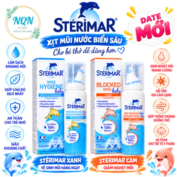 Xịt mũi nước muối biển,Xịt mũi cá heo Sterimar 100ml giúp làm sạch, giảm nghẹt mũi cho bé từ 0m - 3y