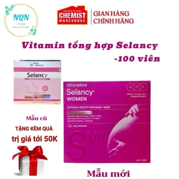 Vitamin bầu Selancy 30 viên - 100 viên cung cấp đủ vitamin, sắt, acid folic, DHA ko gây táo bón cho mẹ bầu - NQN Store