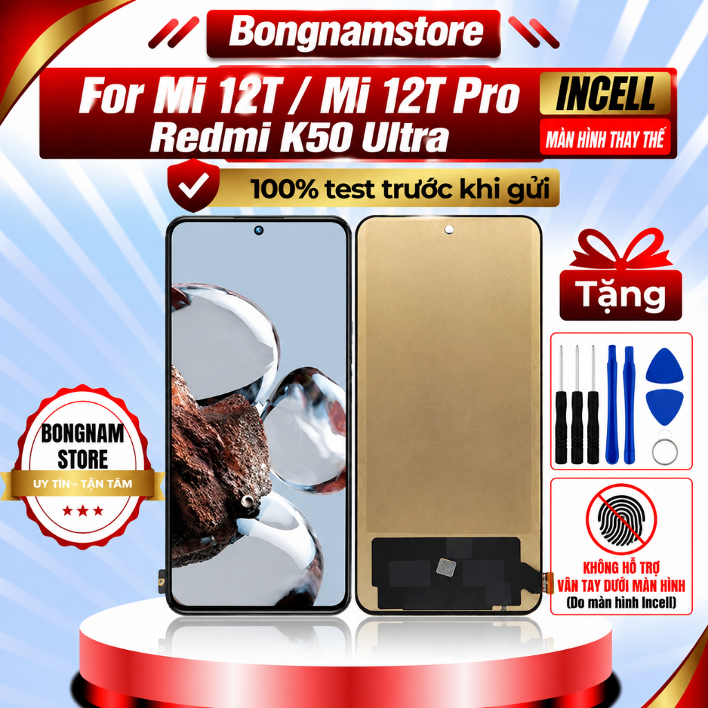 Màn hình thay thế cho Mi 12T / Mi 12T Pro / Redmi K50 Ultra - Tặng keo và bộ sửa | Bongnamstore | BigBuy360 - bigbuy360.vn