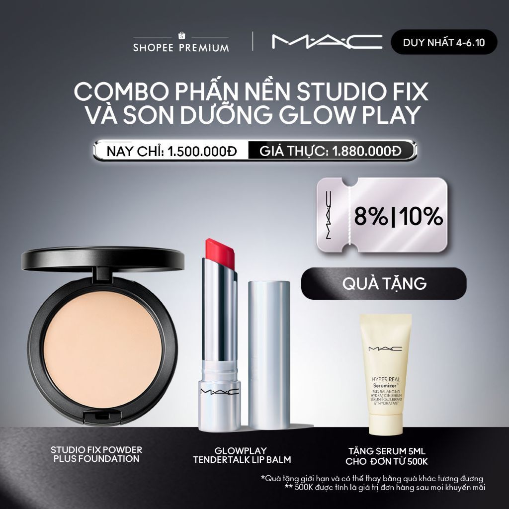 [ƯU ĐÃI 4-6.10] MAC - Bộ 2 món: Phấn nền Studio Fix Powder, Son dưỡng Glow Play Lip Balm