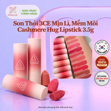Son Thỏi 3CE Mịn Lì, Mềm Môi Cashmere Hug Lipstick 3.5g