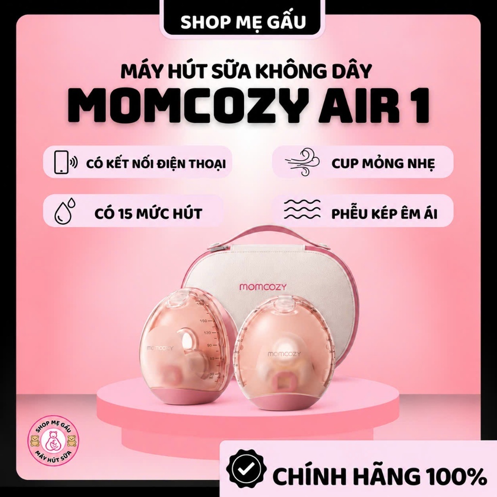 Máy hút sữa không dây cao cấp MOMCOZY AIR 1 - Bảo hành chính hãng 2 năm