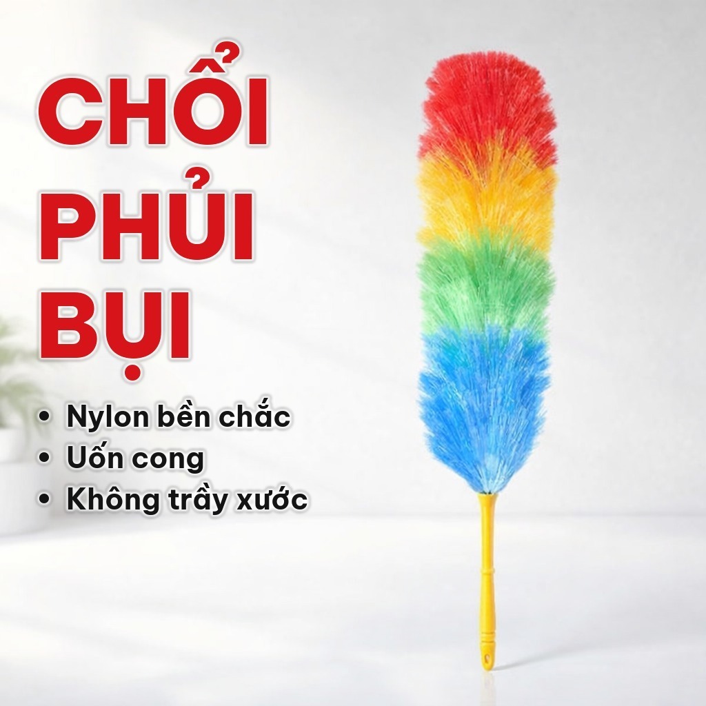 (COMBO 5) Chổi Phủi Bụi Sắc Màu Uốn Cong, Chổi Phất Trần Lông Nhựa Nylon Đa Năng, Vệ Sinh Nhà Cửa, Bàn Ghế