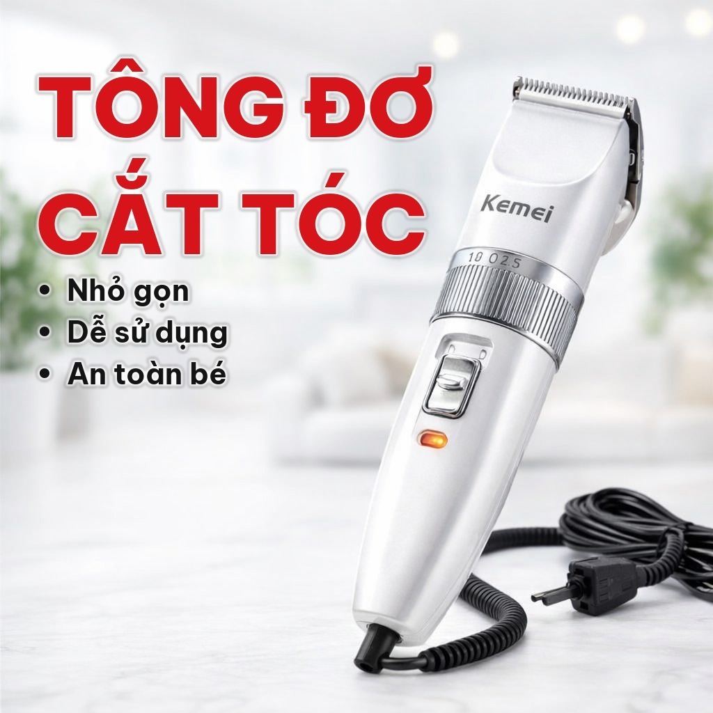 Tông Đơ Cắt Tóc Kemei Bằng Hợp Kim, Máy Cắt Tóc Điện Nhỏ Gọn Kèm Phụ Kiện Cho Gia Đình Và Trẻ Em Tại Nhà