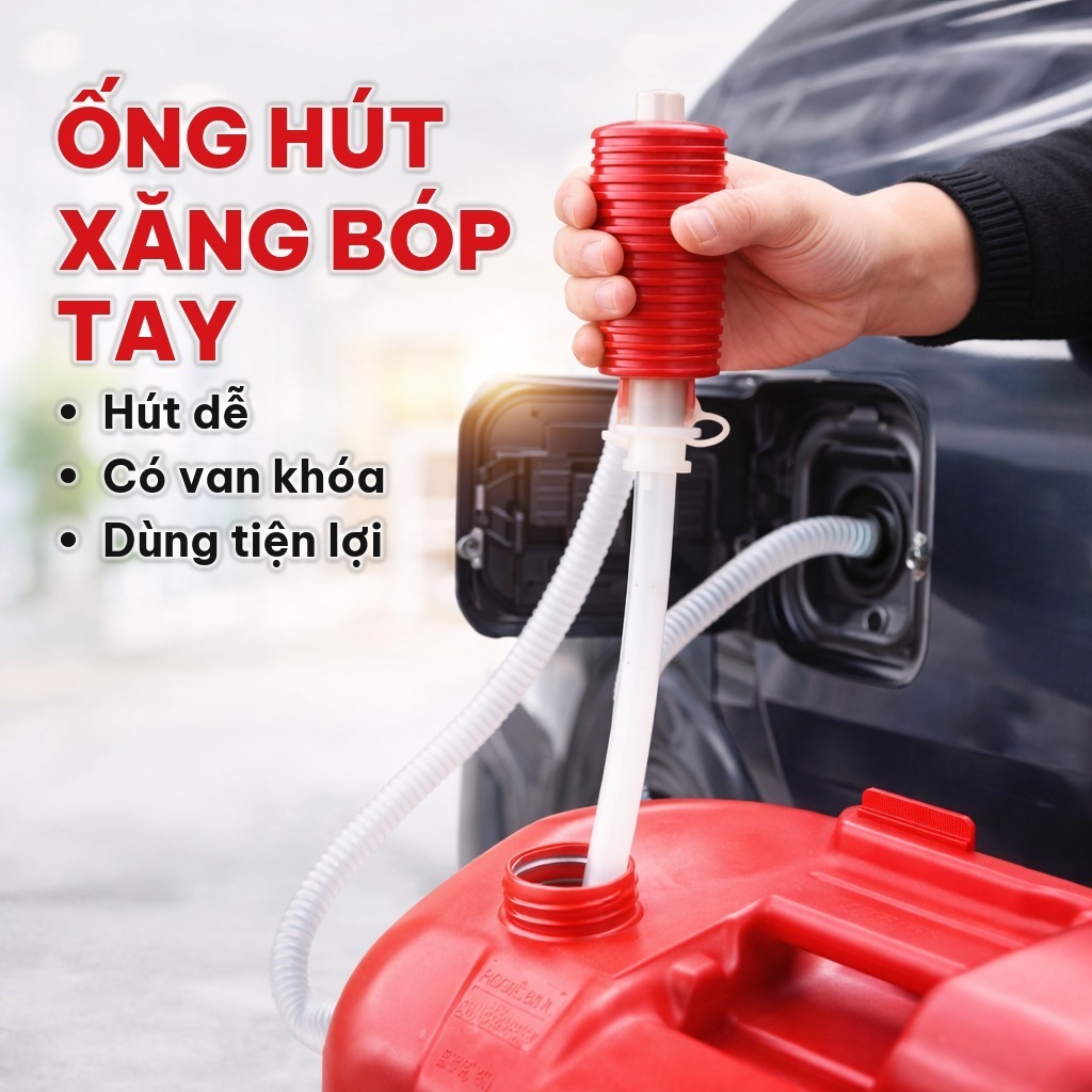 Ống Hút Xăng Dầu Bóp Tay 1m, Dụng Cụ Hút Chất Lỏng Bằng Nhựa PVC, Dùng Chuyển Nước Và Dầu Cho Ô Tô Tiện Lợi