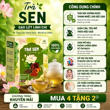 [Mua 4 Tặng 2] Trà Sen Gạo Lứt Linh Chi Mộc Tâm (Hộp 30 Gói) - Trà Thảo Mộc Túi Lọc Thiên Nhiên Thanh Mát Dễ Uống