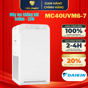[ Miễn phí giao lắp HN ] Máy lọc không khí Daikin MC40UVM6-7 23W lọc được bụi mịn PM2.5, PM0.3 cho phòng dưới 40m2