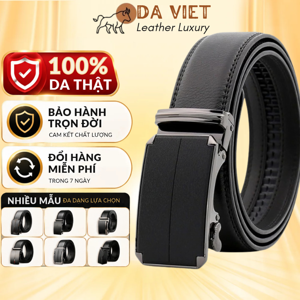Thắt lưng nam cao cấp da thật, mặt khóa tự động cao cấp - Tặng hộp, Bảo hành TRỌN ĐỜI