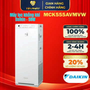 [ Miễn phí giao lắp HN ] Máy lọc không khí tạo ẩm Daikin MCK555AVMVW 58W lọc bụi mịn PM2.5, PM0.3 cho phòng dưới 50m2
