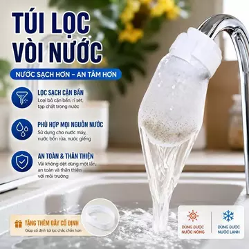 Túi Lọc Nước Vòi Nước Dùng Một Lần Vải Không Dệt Lọc Cặn Bùn Rỉ Sét Tạp Chất Dùng Cho Nước Nóng Lạnh Kèm Dây Buộc Bếp