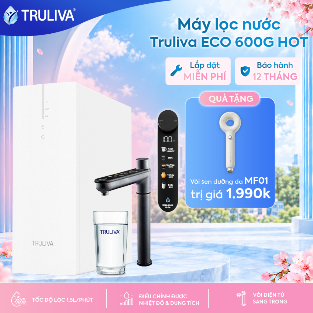 [Quà tặng 2TR | Giao Lắp 0Đ] Máy lọc nước làm nóng nhanh Truliva Eco 600G Hot - Uống trực tiếp - Bảo hành 1 năm