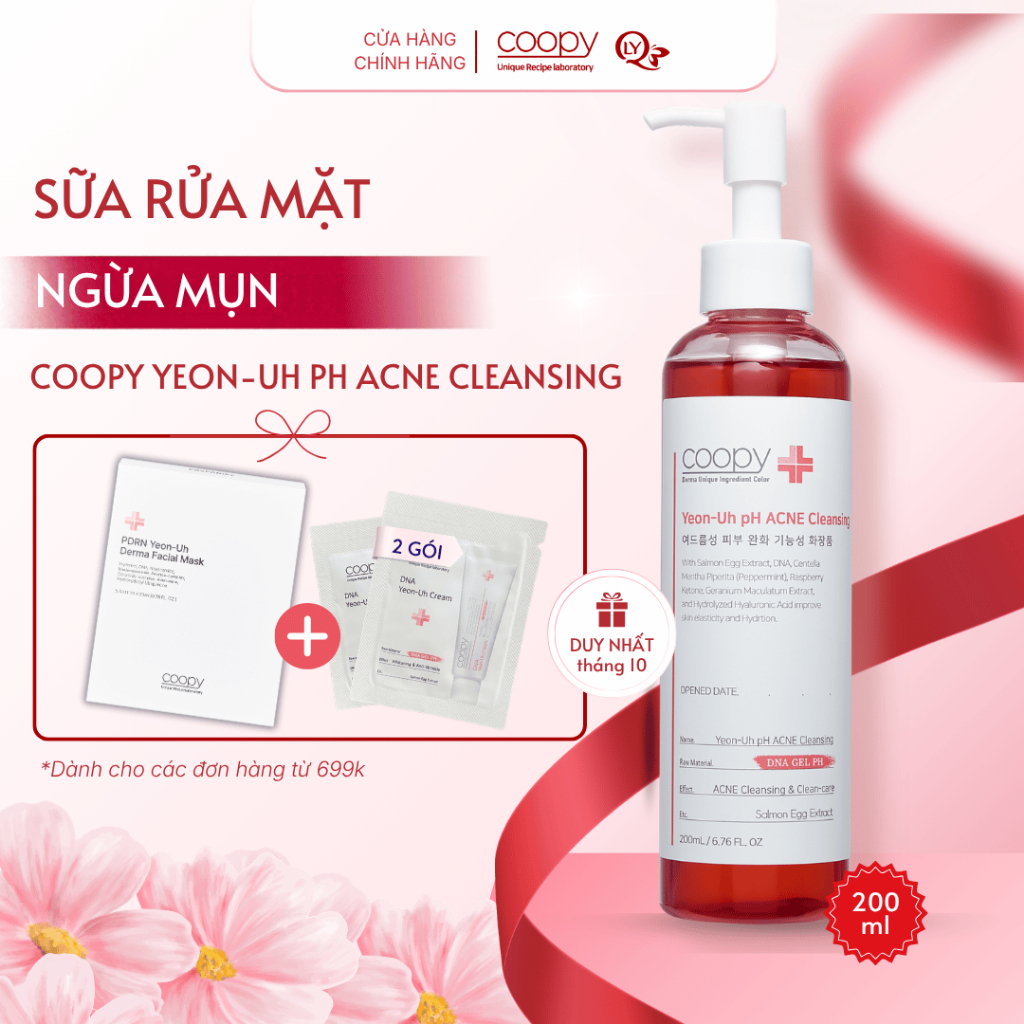 Sữa Rửa Mặt Coopy Yeon-Uh pH ACNE Cleansing Hàn Quốc độ pH 5.5 làm sạch sâu, dịu cho da mụn 200ml