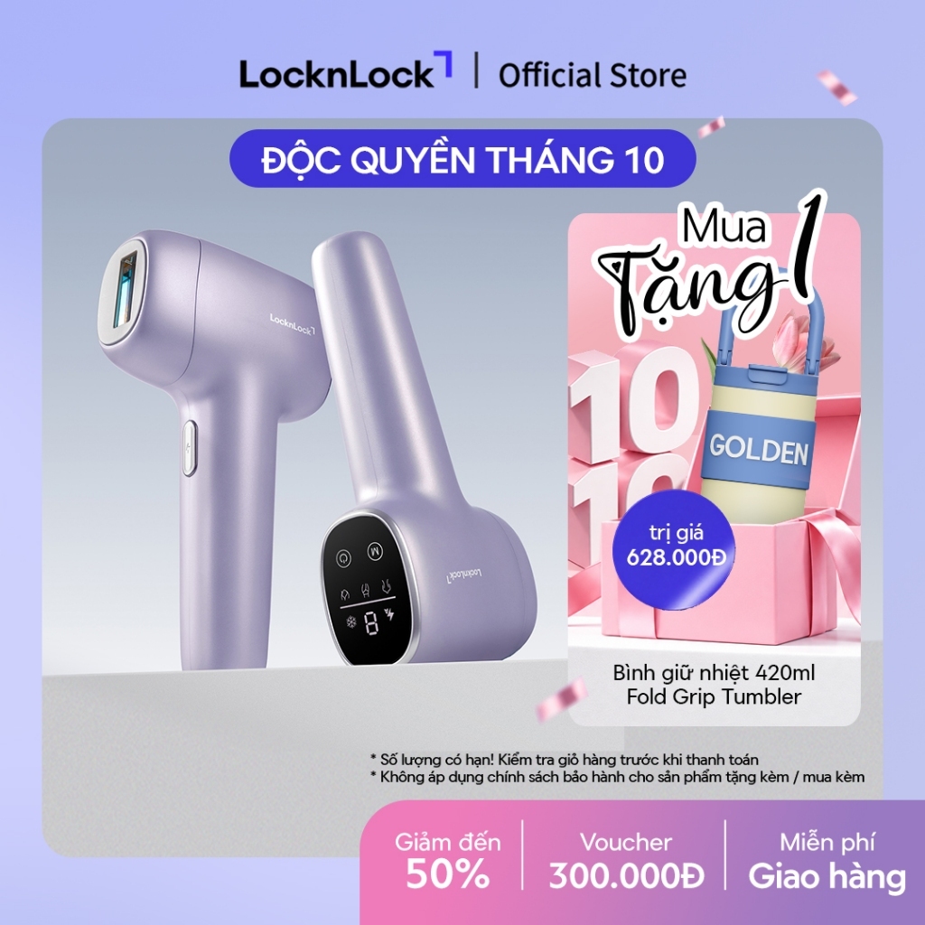 Máy triệt lông LocknLock IPL Laser hair removal device ENC311PUP công nghệ làm lạnh ice cool