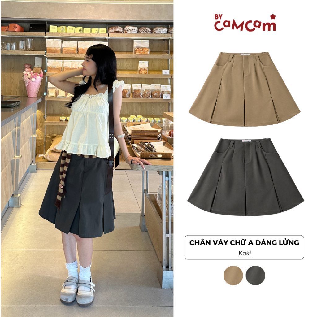 Chân Váy Chữ A Dáng Lửng 𝑩𝒚𝒄𝒂𝒎𝒄𝒂𝒎 Chất Liệu Kaki Mềm Phong Cách Nữ Tính Hàn Quốc _CCA510