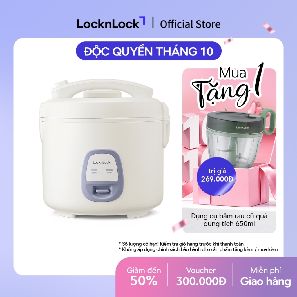Nồi cơm điện Locknlock Electric rice cooker EJR462IVY công suất 700W dung tích1.8L - Màu ngà