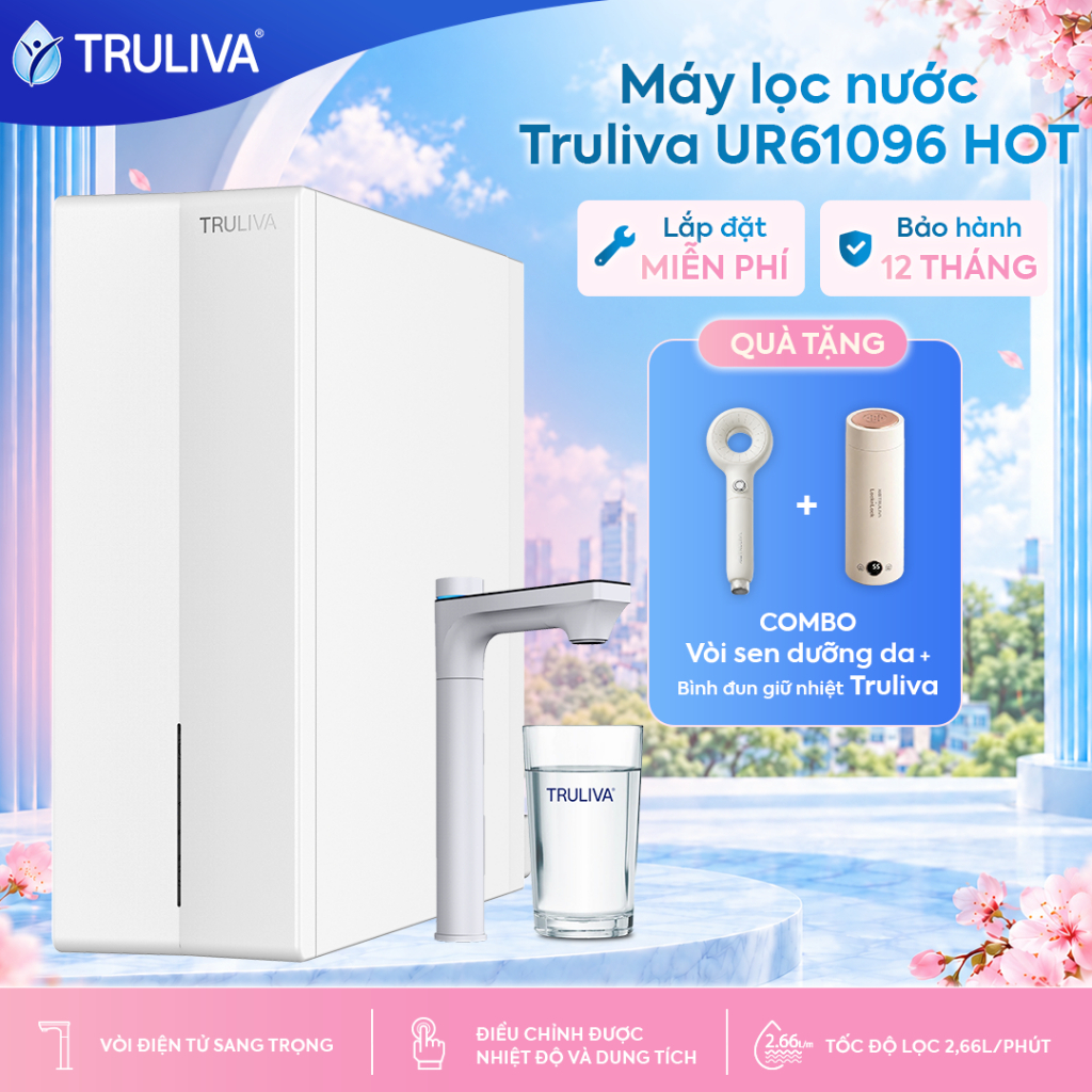 [Quà tặng 3TR5 | Giao Lắp 0Đ] Máy lọc nước Âm tủ bếp Truliva UR61096 Hot có nước ấm nóng - BH 1 năm