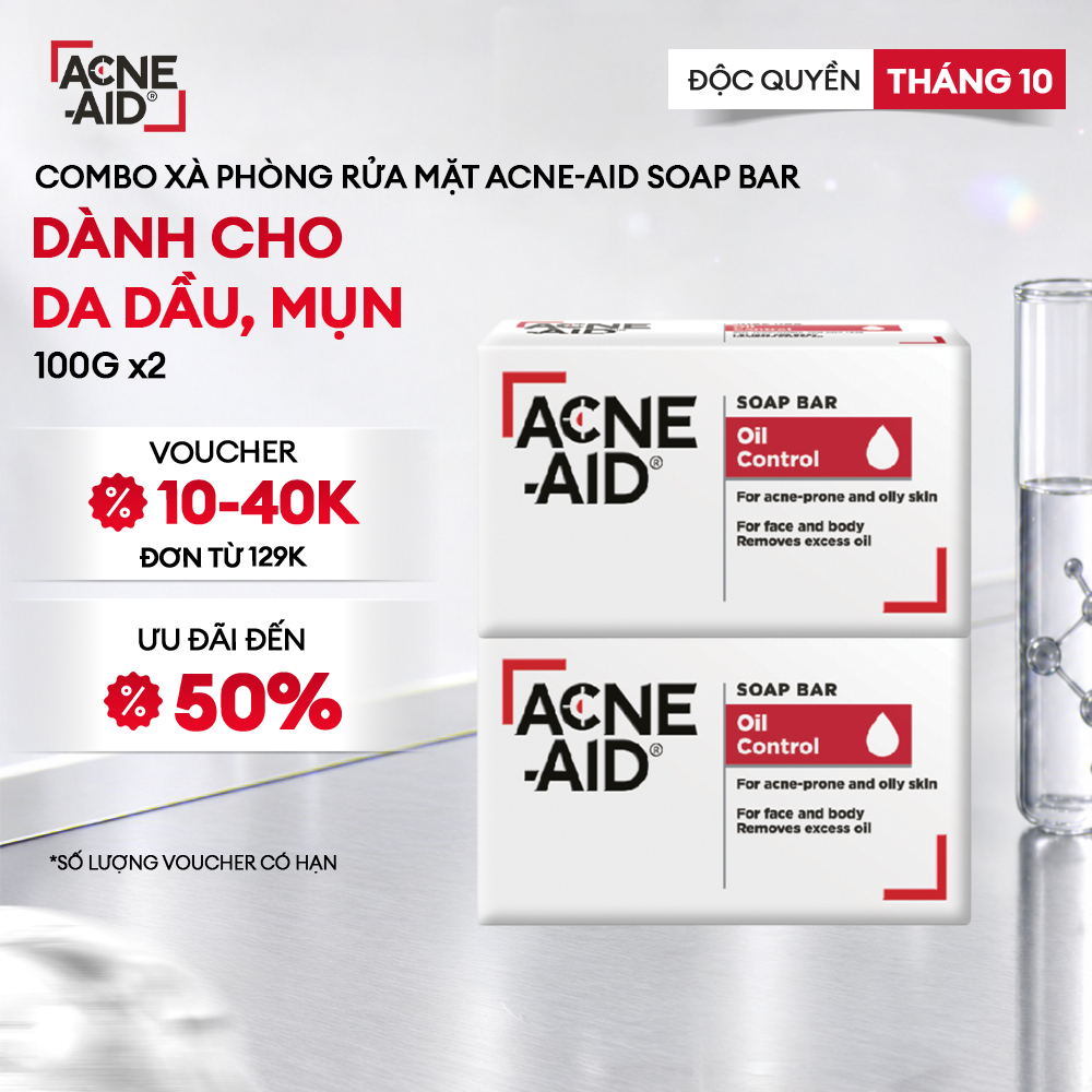 Combo 2 xà phòng rửa mặt và tắm toàn thân Acne-Aid Soap Bar - Dành cho da nhờn và mụn (100g x2)