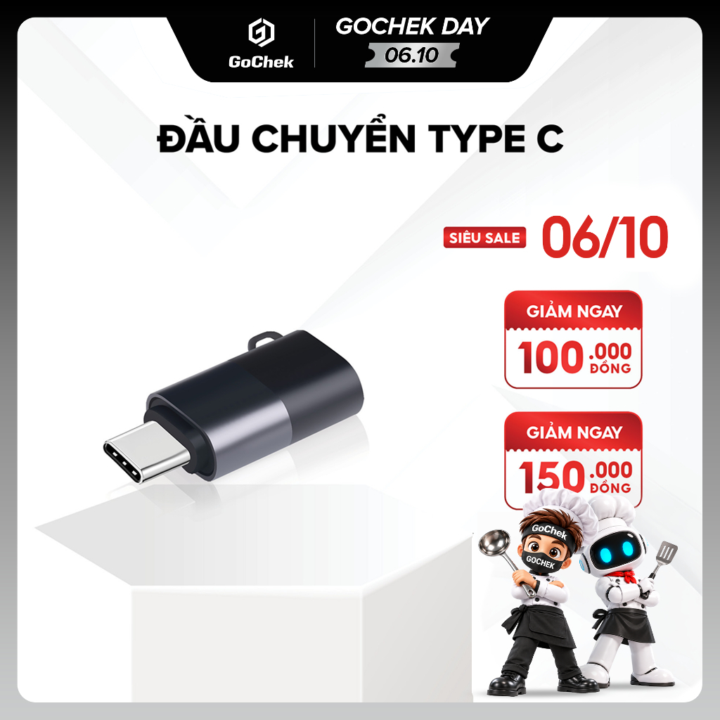 Đầu Chuyển Đổi Type C Sang Micro GoChek – Tương Thích Samsung, Xiaomi, Lenovo-LKDC3