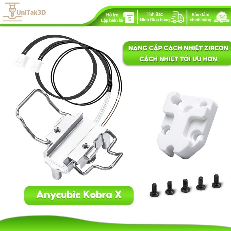 UniTak3D Bộ Gia Nhiệt Đầu Nóng Anycubic Kobra X/4 Nâng Cấp Đế Cách Nhiệt Zirconia Chịu Nhiệt 350°C Chống Tắc Nghẽn