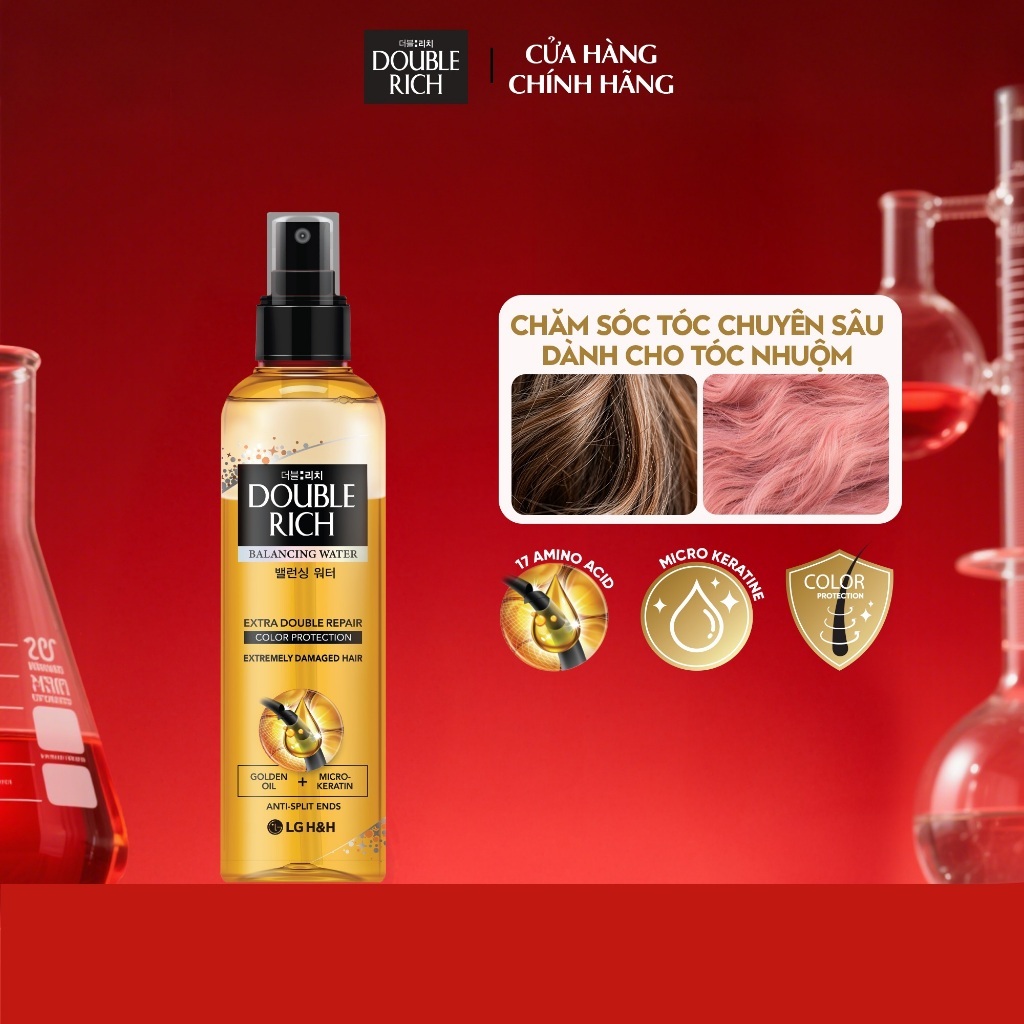 [CHÍNH HÃNG ĐỘC QUYỀN] Nước xịt dưỡng tóc Double Rich chăm sóc chuyên sâu cho tóc nhuộm 250ml, giữ màu tóc bền đẹp