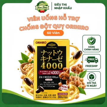 ORIHIRO Nattokinase 4000FU Viên Uống Bổ Sung Nattokinase, DHA/EPA/DPA 60 Viên – Nhật Bản