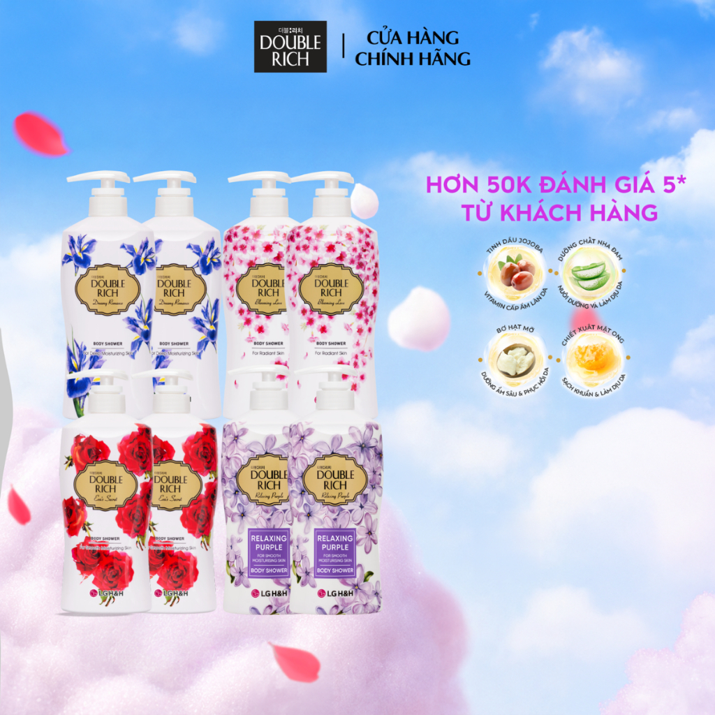 [CHÍNH HÃNG ĐỘC QUYỀN] Combo 2 Sữa tắm Double Rich Hương hoa chiết xuất thiên nhiên dưỡng ẩm, giúp làn da mịn màng 800g