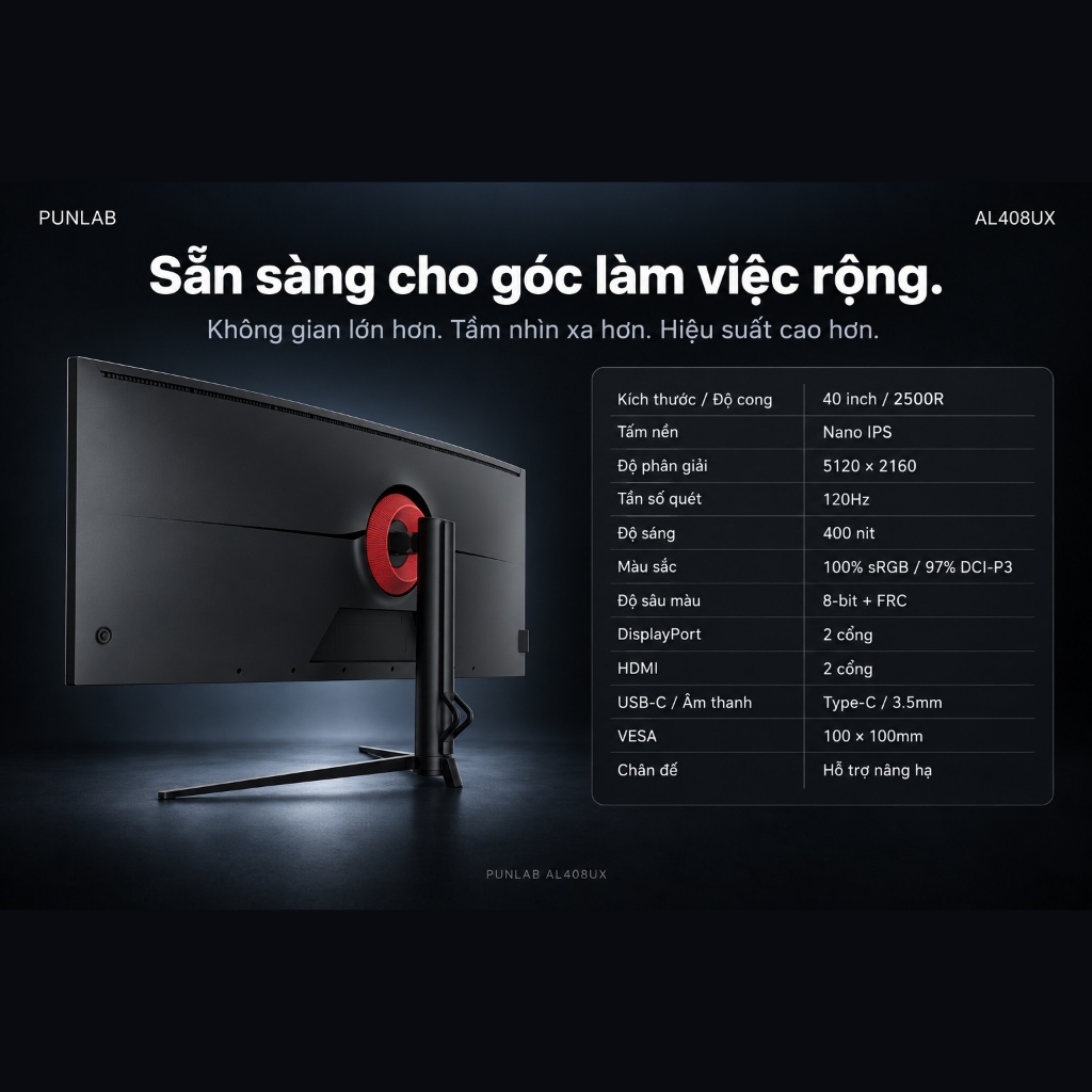 [FULL VAT CHÍNH HÃNG] Tuoshuo AL408UX – Màn Hình Cong 40” 5K2K UltraWide | Nano IPS | 120Hz | BigBuy360 - bigbuy360.vn